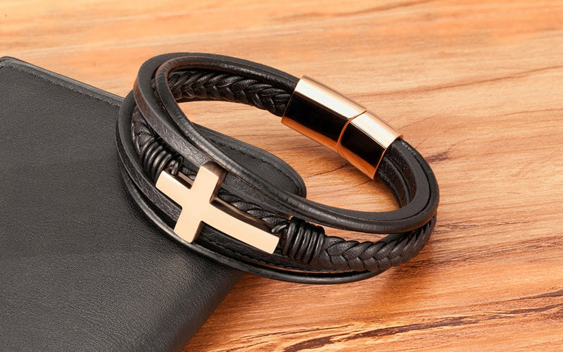 Pulseira Masculina Em Couro Genuíno Pulseira Masculina Em Couro Genuíno LF Comercio e Importações 