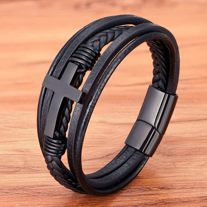 Pulseira Masculina Em Couro Genuíno Pulseira Masculina Em Couro Genuíno LF Comercio e Importações 