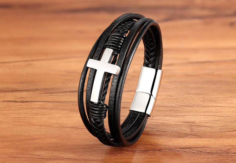 Pulseira Masculina Em Couro Genuíno Pulseira Masculina Em Couro Genuíno LF Comercio e Importações 