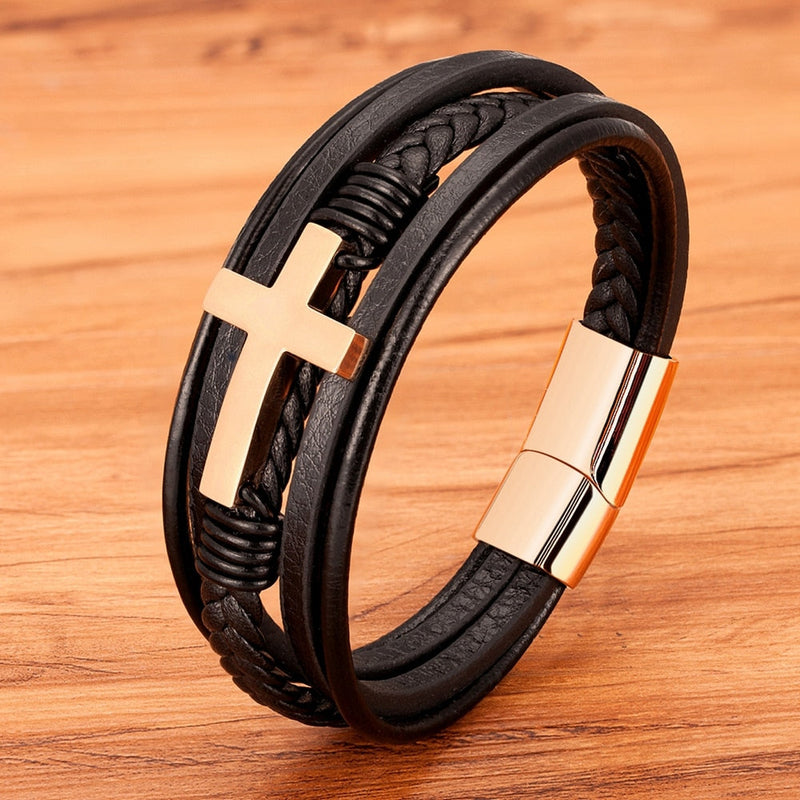 Pulseira Masculina Em Couro Genuíno Pulseira Masculina Em Couro Genuíno LF Comercio e Importações 