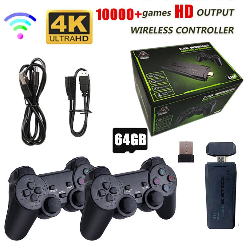 Video Game Console 2.4G Double Wireless Controller Game Stick 4K 10000 Games 64 32GB Retro Games for PS1/GBA Boy Christmas Gift 0 LF Comercio e Importações 